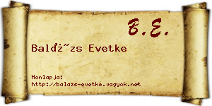 Balázs Evetke névjegykártya